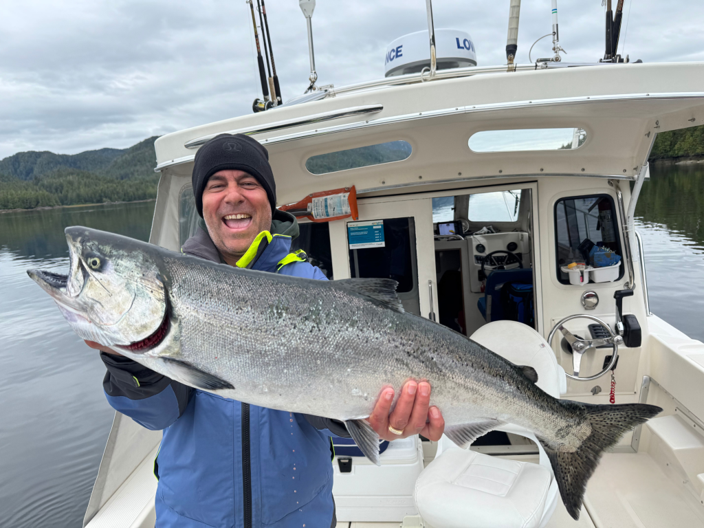 Happy Guest With Beauty Chinook Salmon